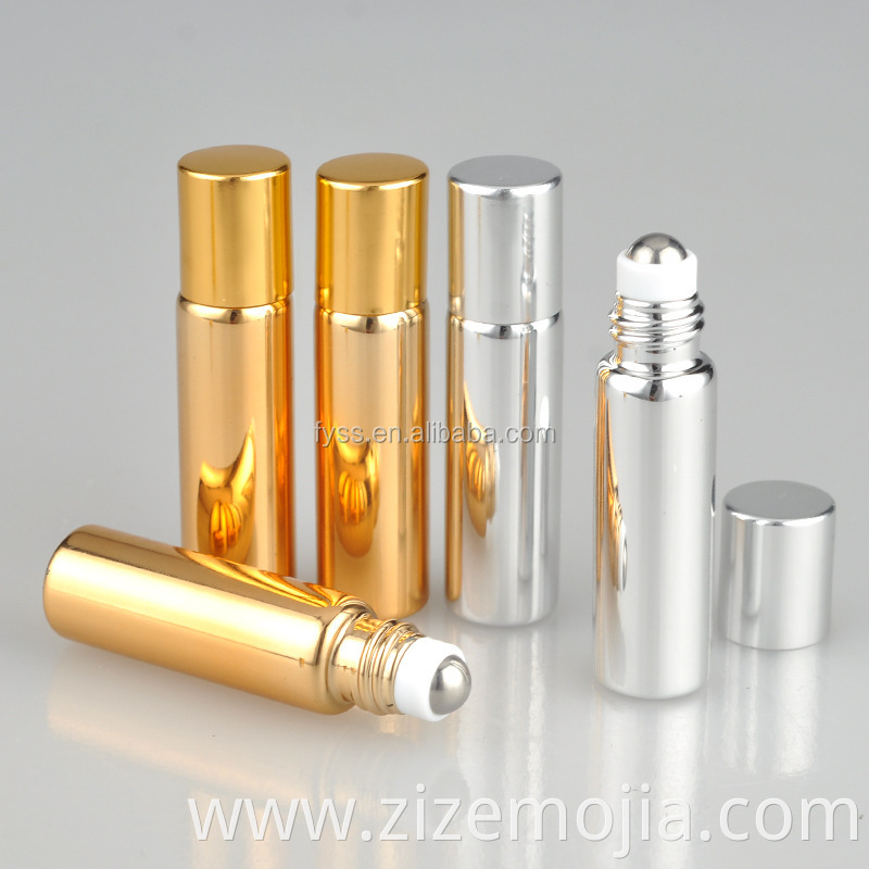 5ml shiny UV color essential oil glass roll on bottle With Stainless Steel Roller ball